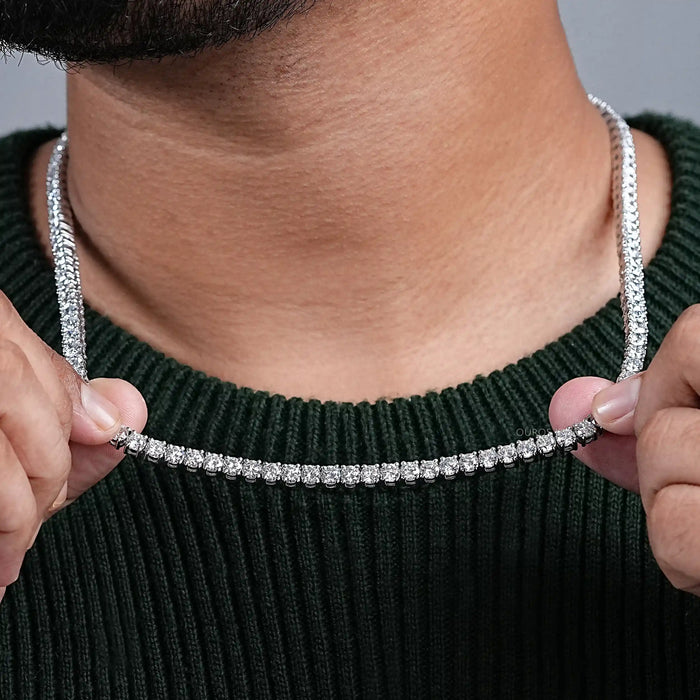 Round Cut Lab Diamond Tennis Necklace - 4.50 MM