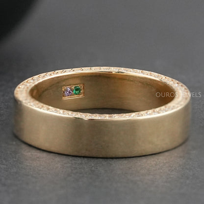 Men's Matte Finish Round Diamond Eternity Band Rings