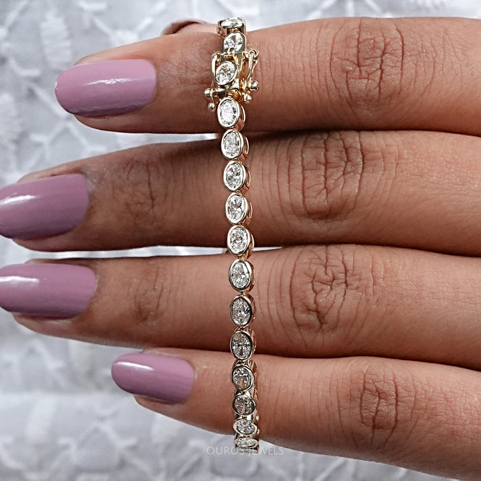 Oval Diamond Bezel Set Tennis Bracelet