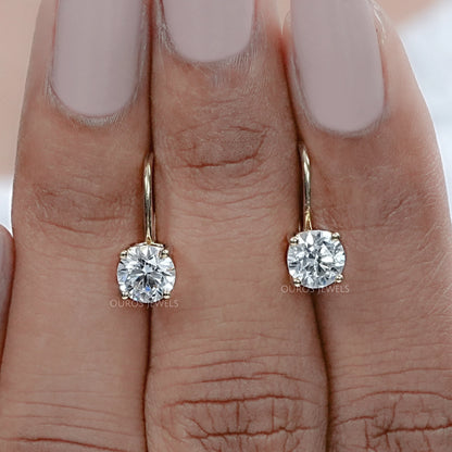 Round Diamond Solitaire Drop Earrings