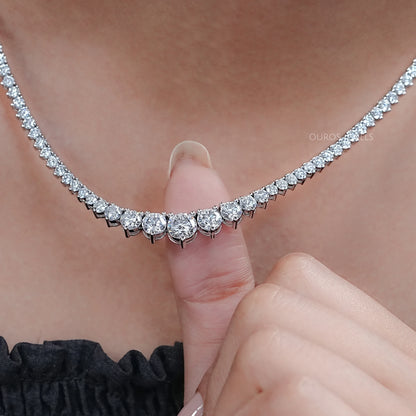 Graduated Round Lab Diamond Tennis Necklace Necklaces