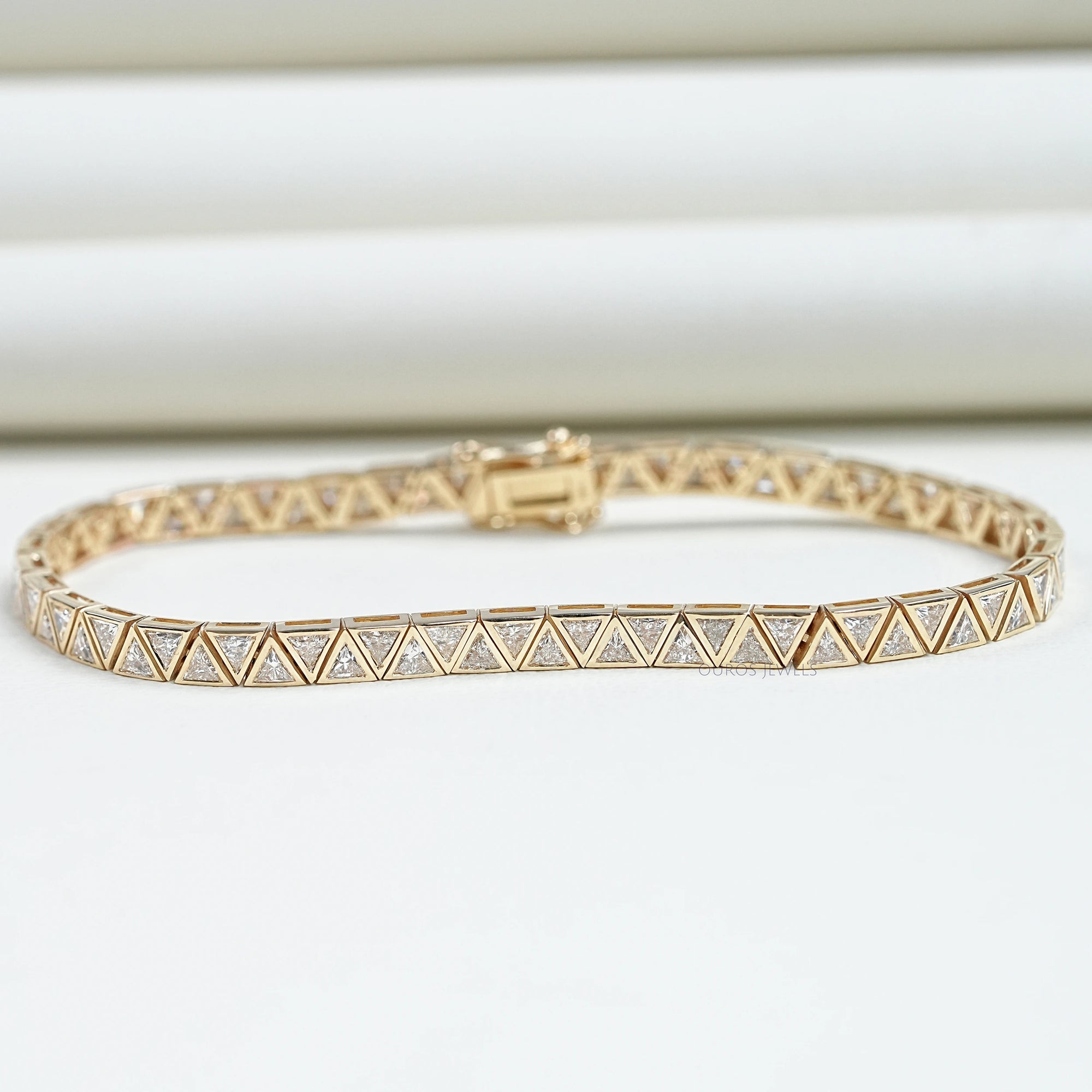 Triangle Cut Bezel Set Tennis Bracelet Bracelet