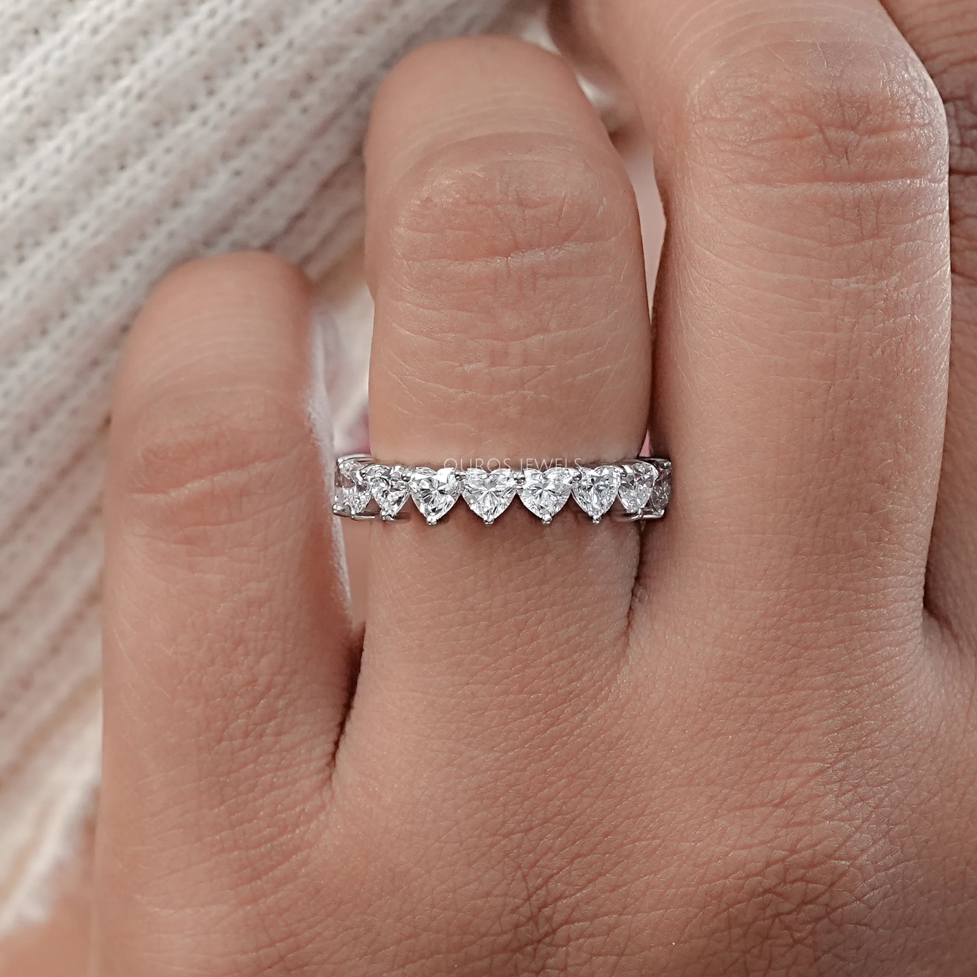 Heart Cut Lab Grown Diamond Wedding Band Rings