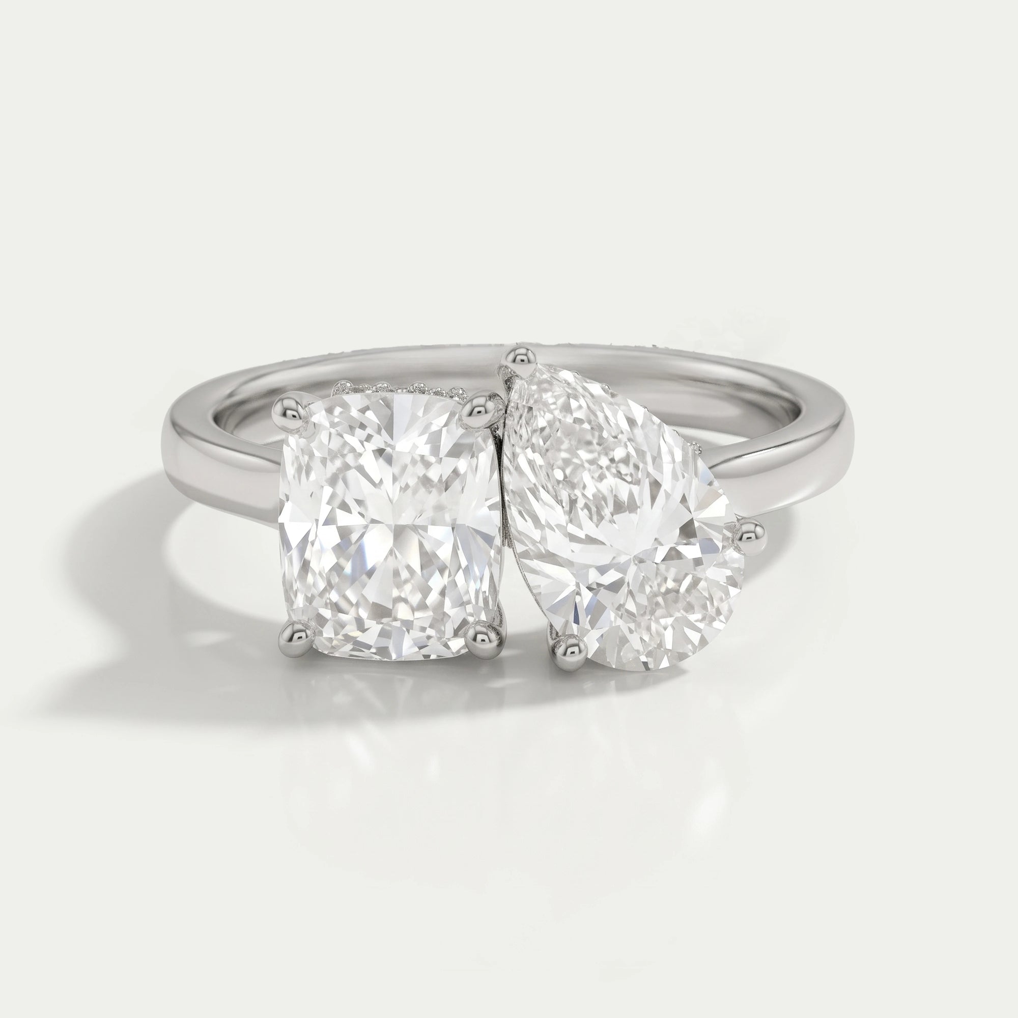 Pear And Cushion Cut Lab Diamond Toi Moi With Hidden Halo Ring