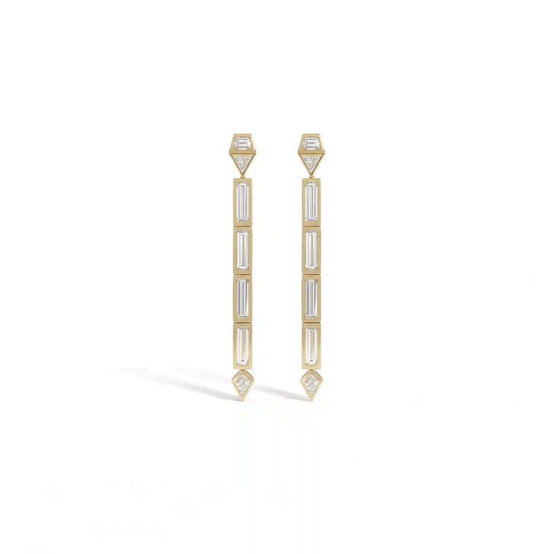 Multi Shape Lab Grown Diamond Bezel Set Linear Drop Earring 