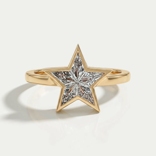 Star Pie Cut Solitaire Bezel Setting Engagement Ring