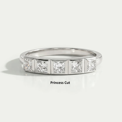Five Stone Lab Diamond Bezel Set Ring Ring