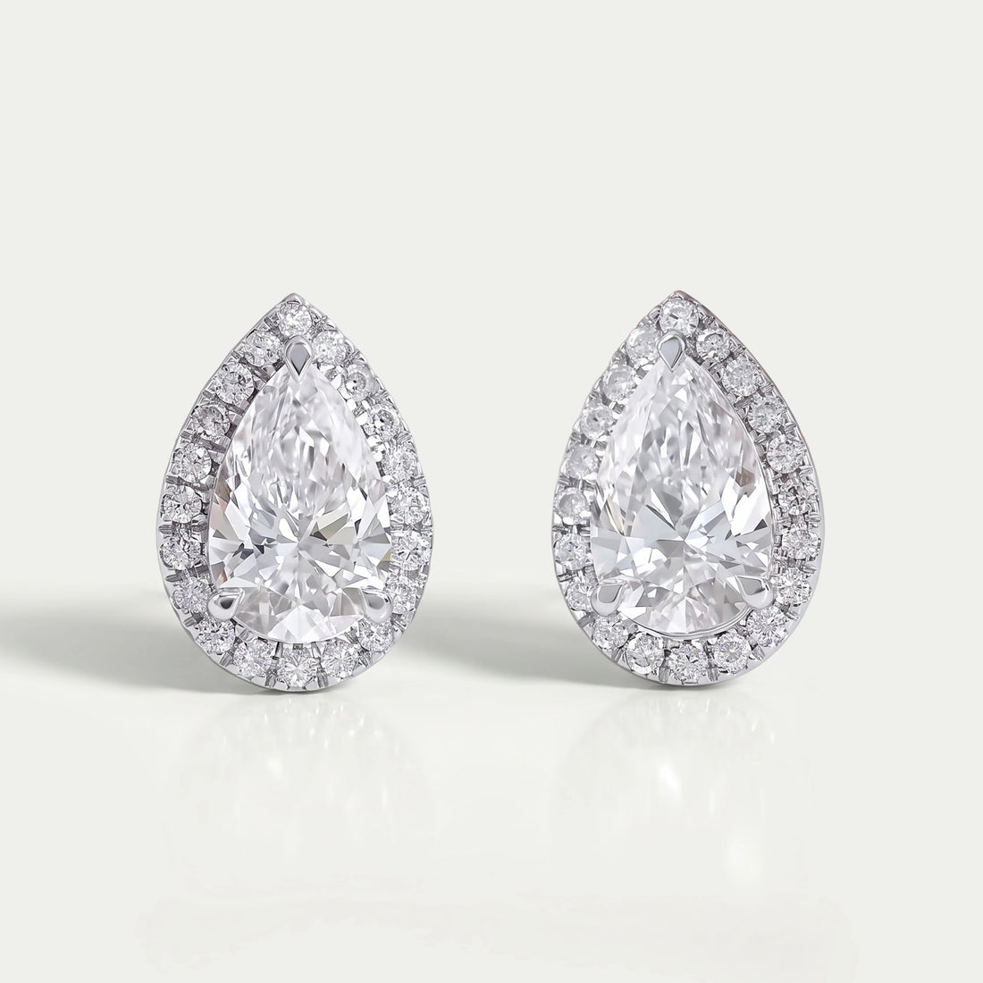 Pear Lab Grown Diamond Halo Stud Earrings Earring