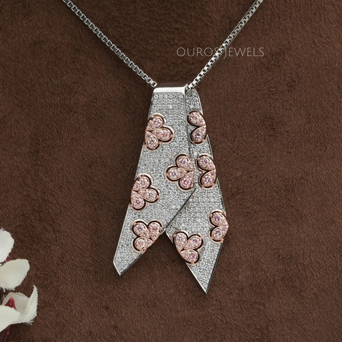 Round  Cut  Lab Grown Diamond  Tie Pendant