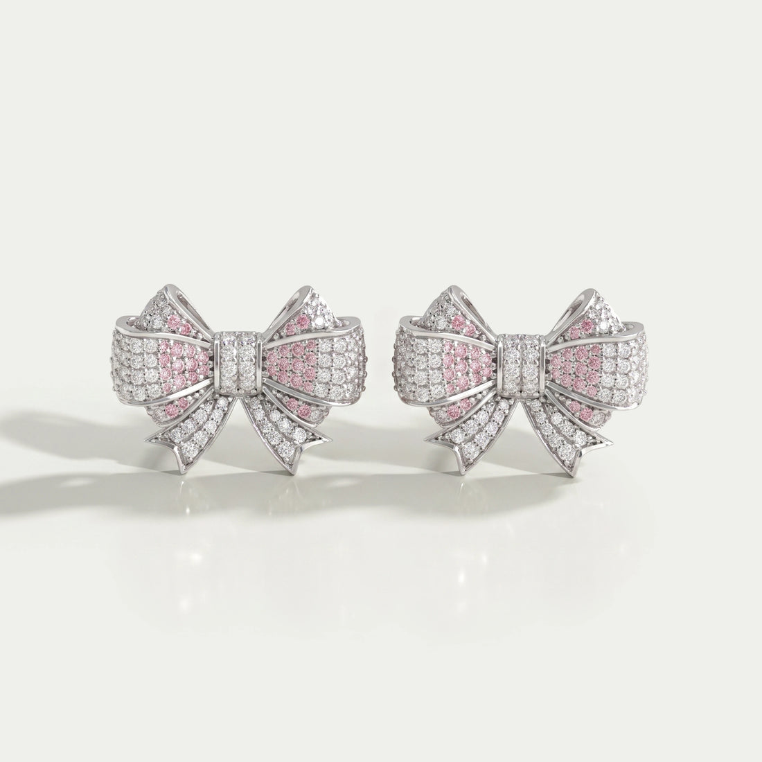 Bow Shape Round Cut cluster Diamond Stud Earrings Earring