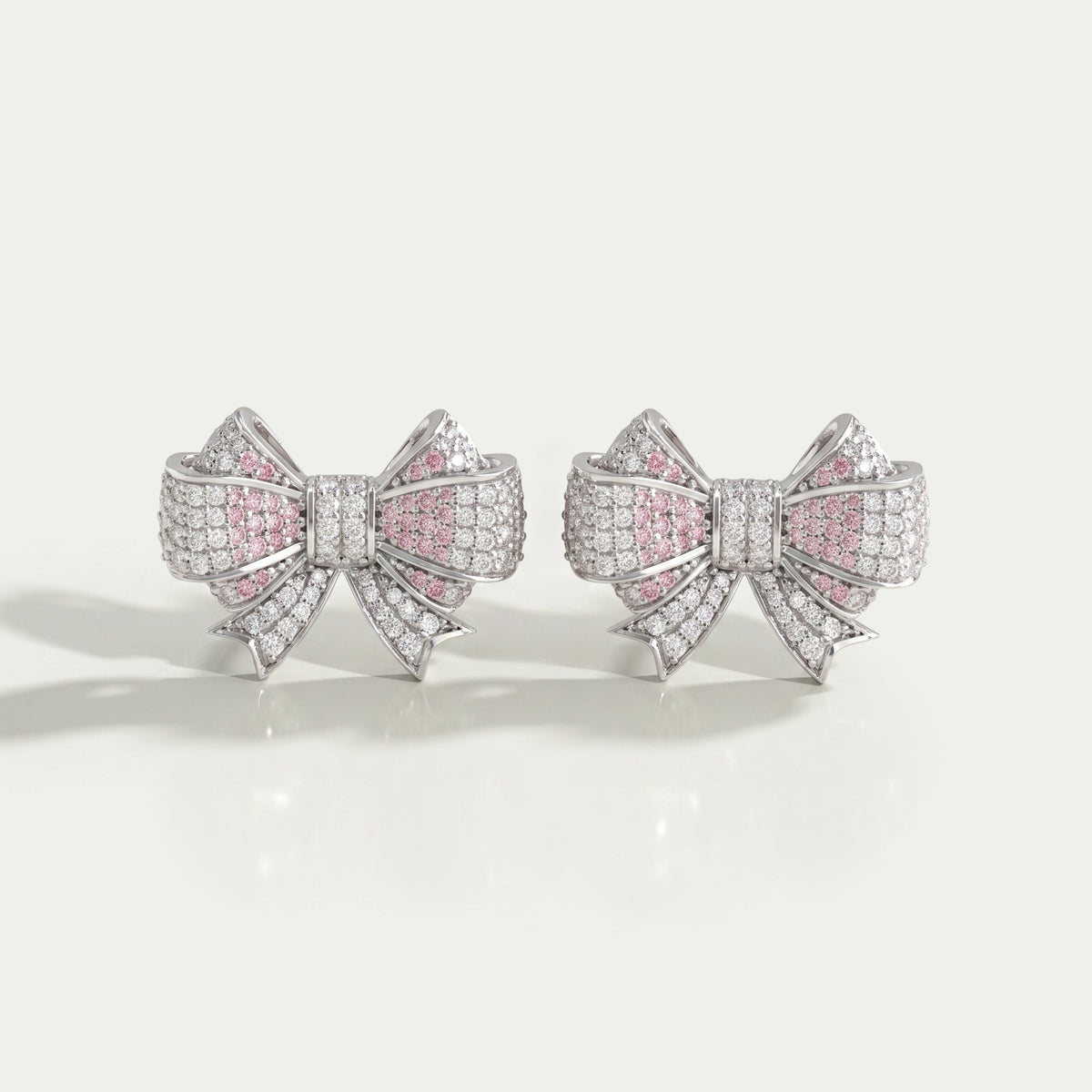 Bow Shape Round Cut cluster Diamond Stud Earrings Earring