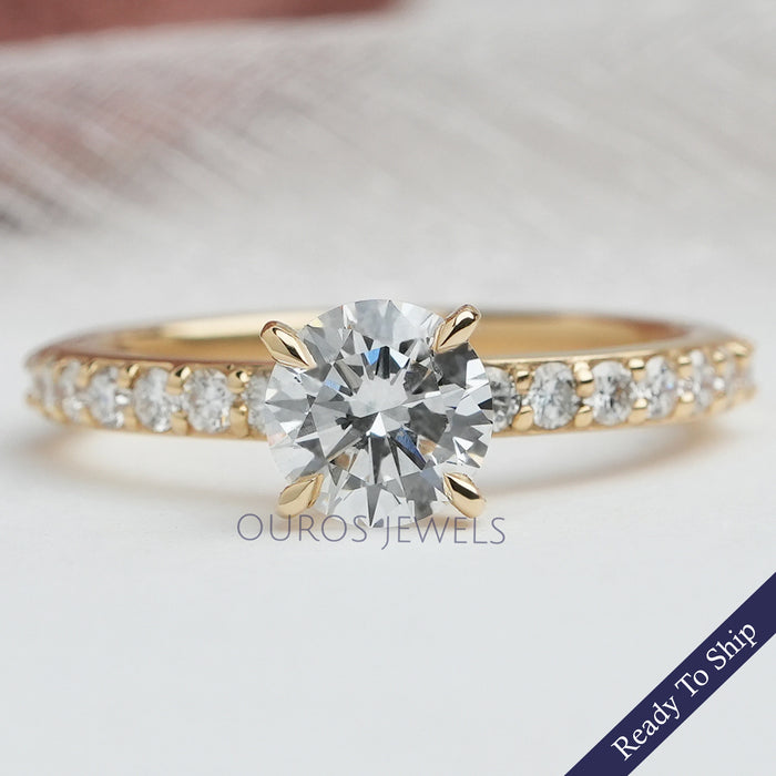 Round Diamond Promise Ring with Side Stones