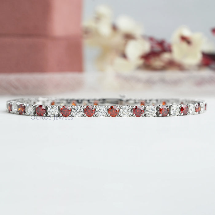 Fancy Colored Round Diamond Tennis Bracelets