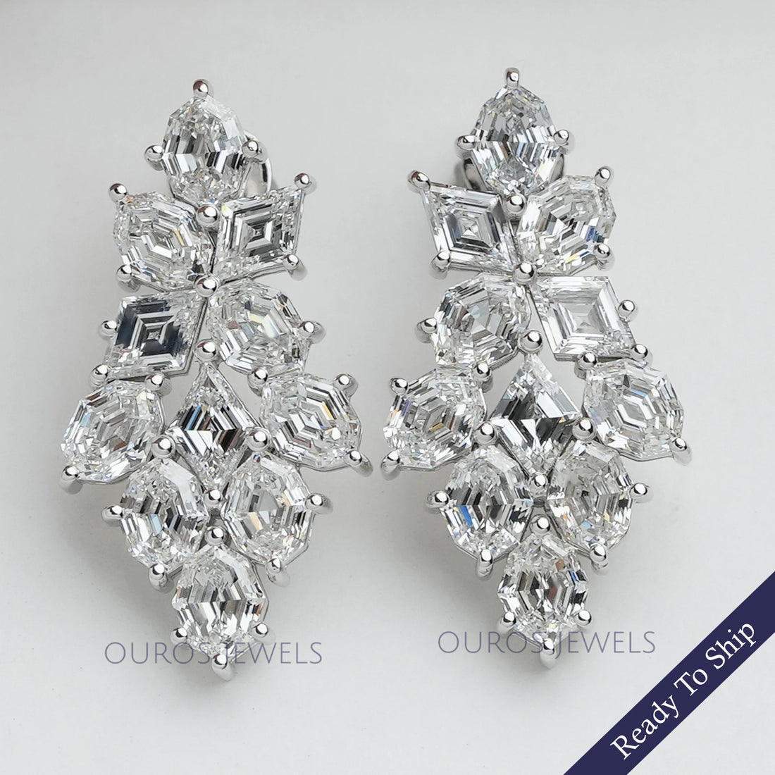 Step Cut Moval And Lonzenge Cut Lab Diamond Earrings Earrings