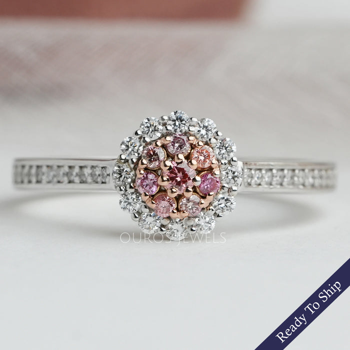 14K White and Rose Gold Pink Diamond Ring