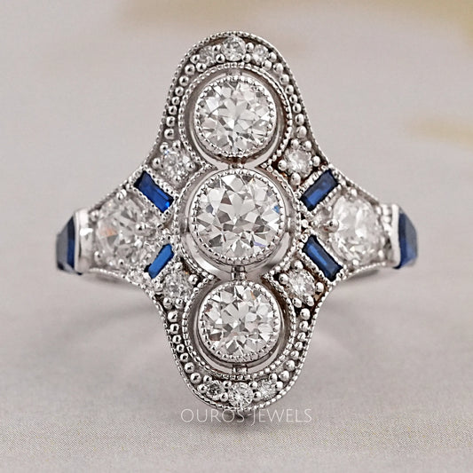 Art Deco Old European Round Cut Engagement Ring Ring