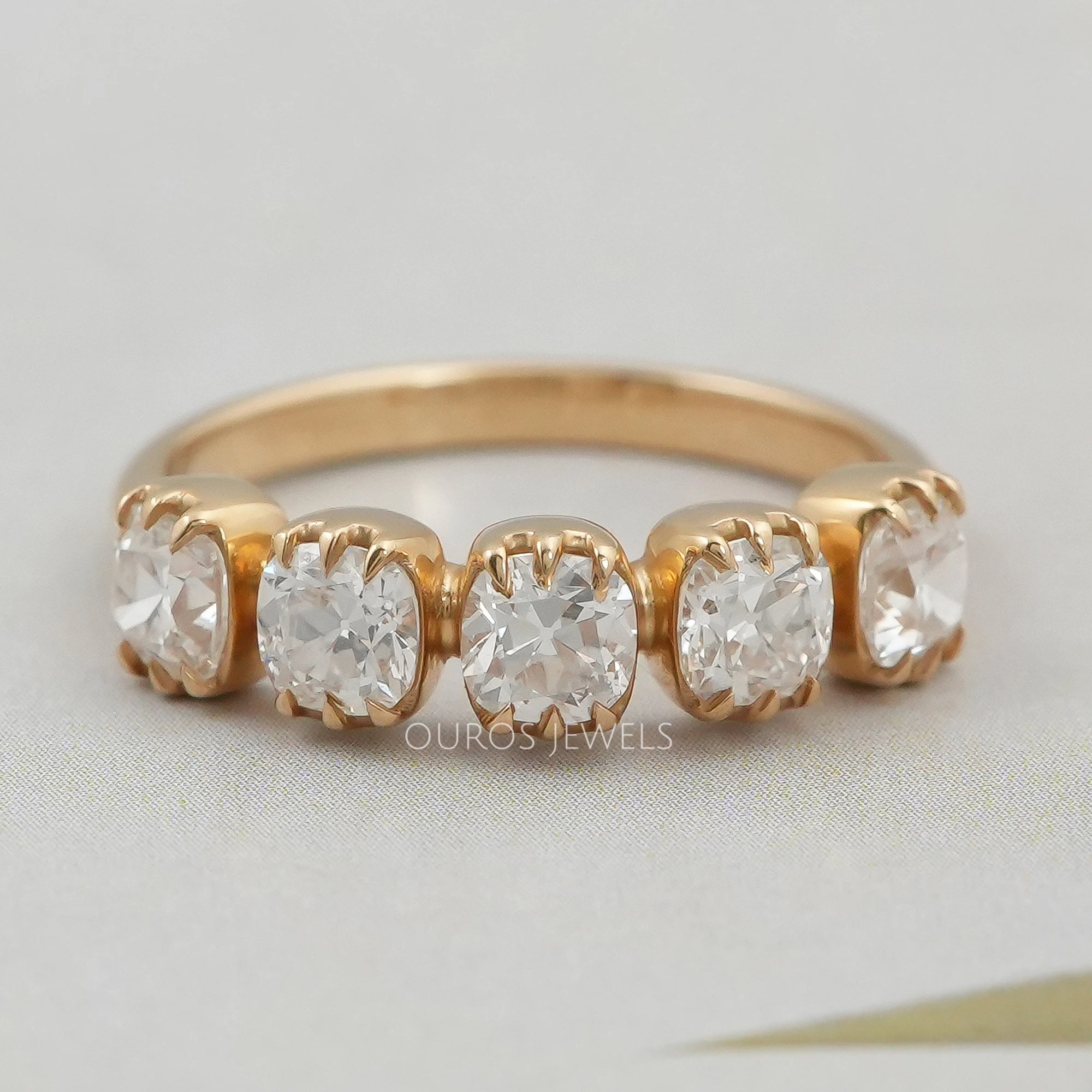 Old Mine Cushion Cut Five Stone Ring Rings