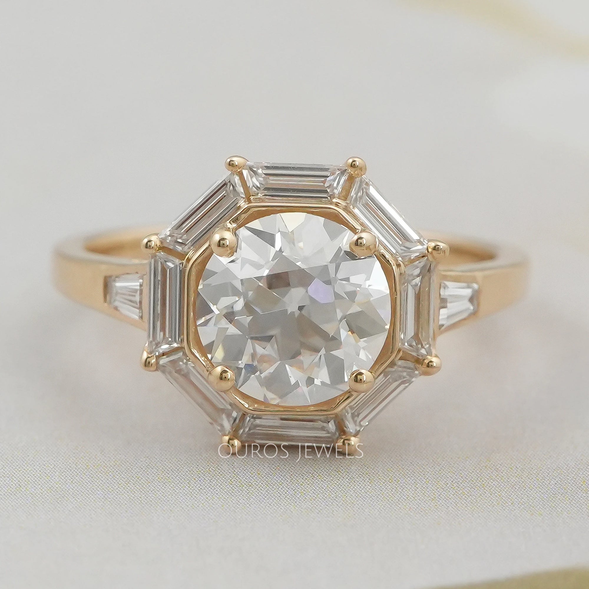 Old European Round Cut Halo Engagement Ring Ring