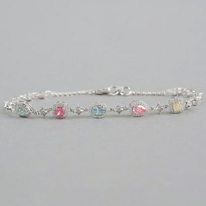 Color Diamond Halo Link Bracelet Bracelet
