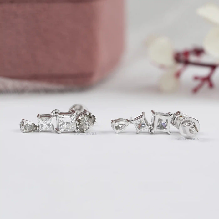 Olive Multi Shape Lab Diamond Drop Earrings
