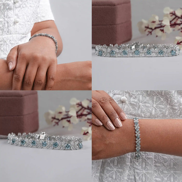 Pear Lab Diamond Flower Shape Bracelet