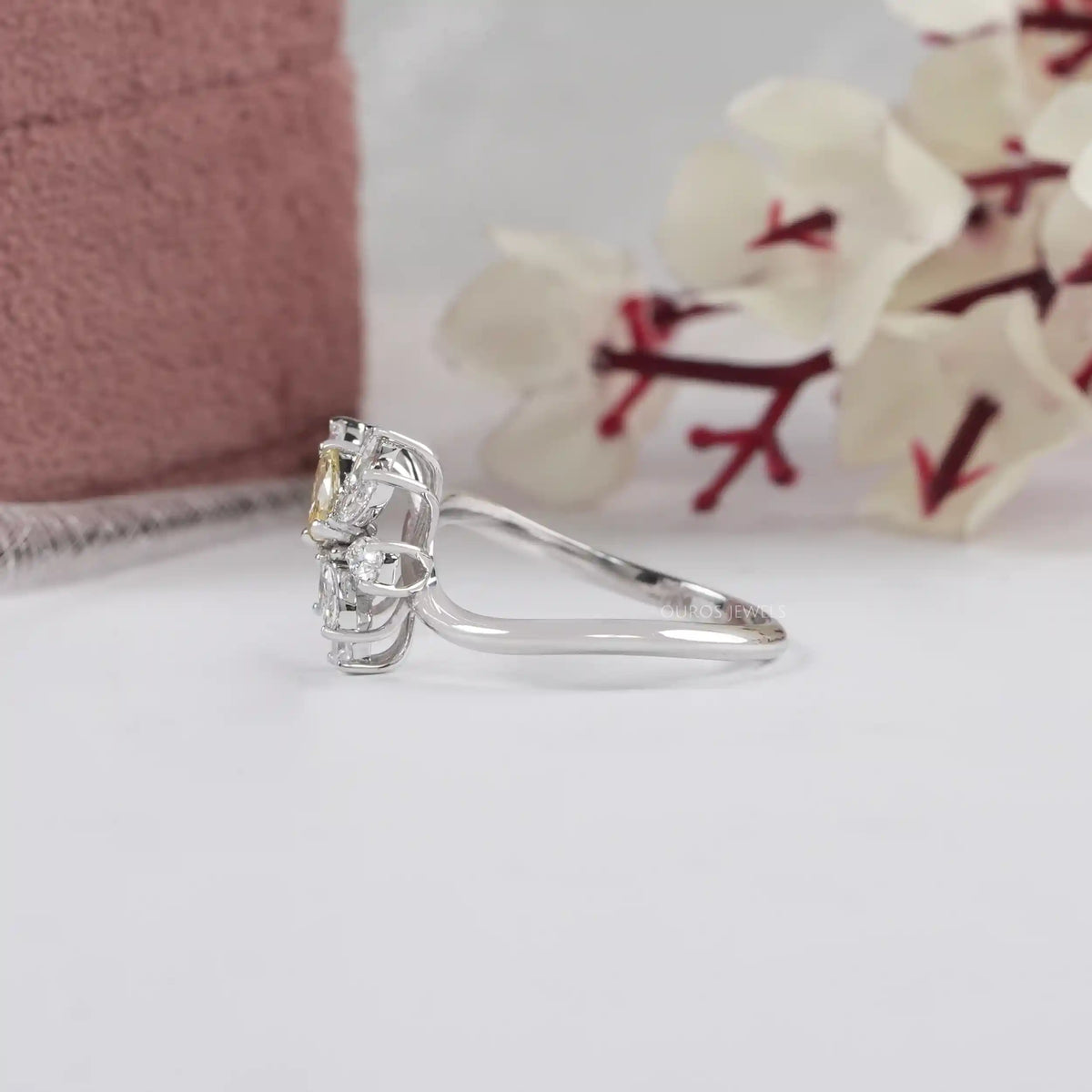 Yellow Pear And Marquise Cut Lab Diamond Cluster Set Ring Ring