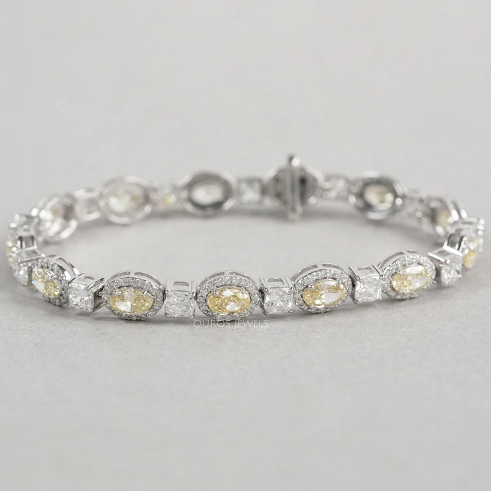 Yellow Oval Cut Diamond Halo Bracelet