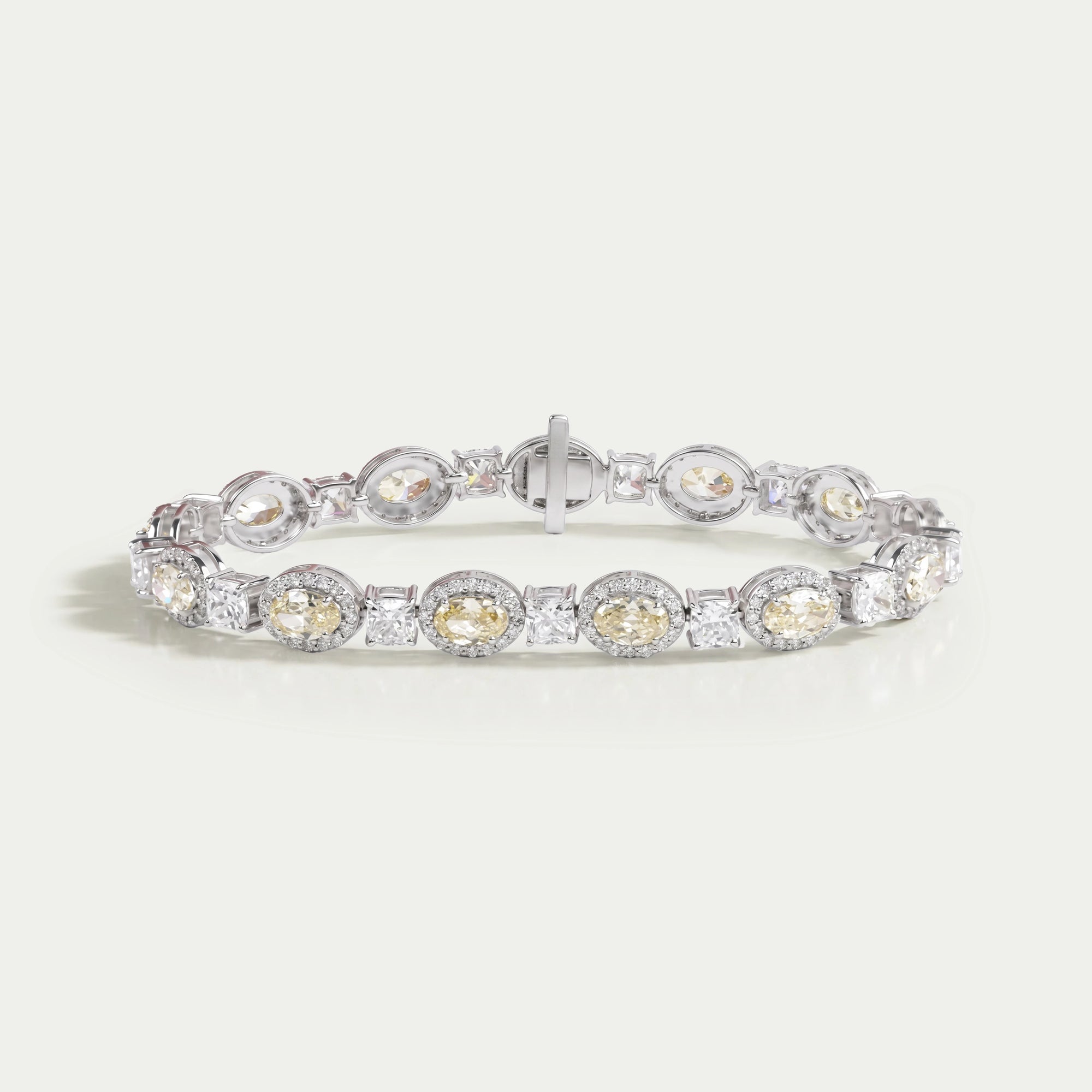 Yellow Oval Cut Diamond Halo Bracelet