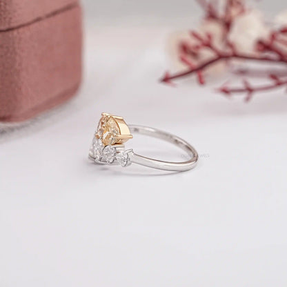 Fancy Yellow Heart Cut Lab Diamond Bypass Ring Ring