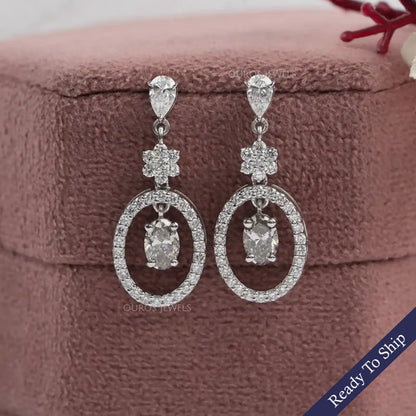 Olive Oval Lab Diamond Drop Earrings Earrings