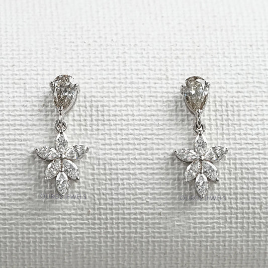 Floral Marquise Shape Drop Earrings Earrings