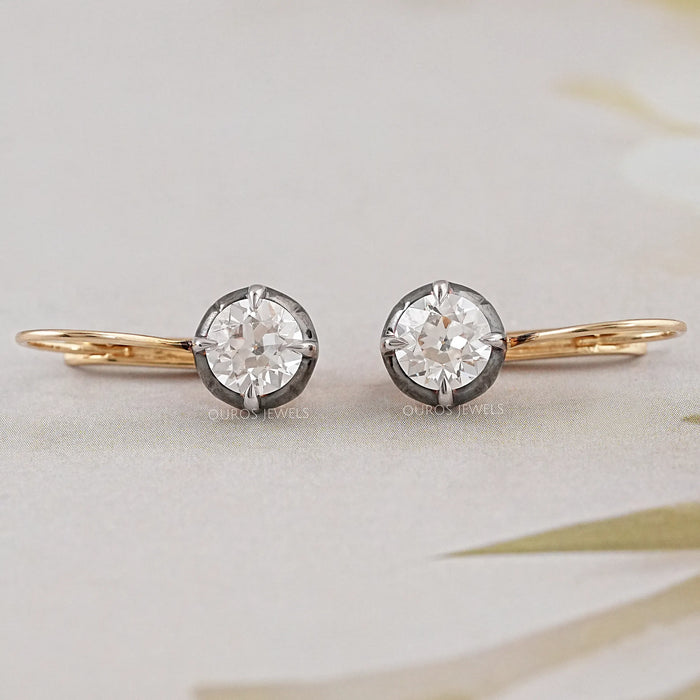 Old European Round Cut Diamond Drop Earrings