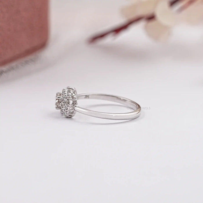 Fancy Olive Oval Cut Lab Diamond Halo Engagement Ring