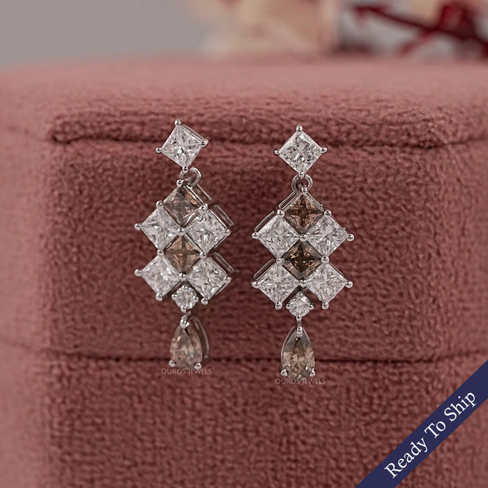 Brown Princess Lab Diamond Drop Earrings