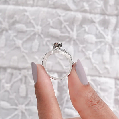 Brown Asscher Cut Lab Diamond Split Shank Accent Ring Ring