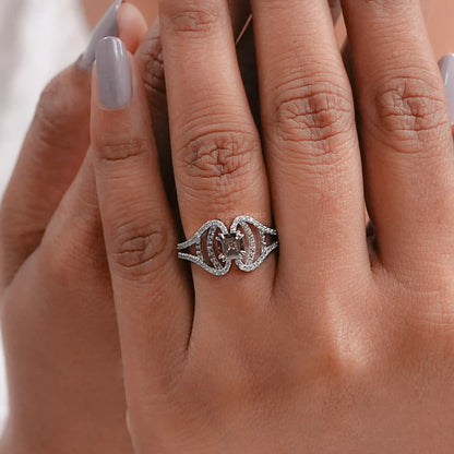 Brown Asscher Cut Lab Diamond Split Shank Accent Ring Ring