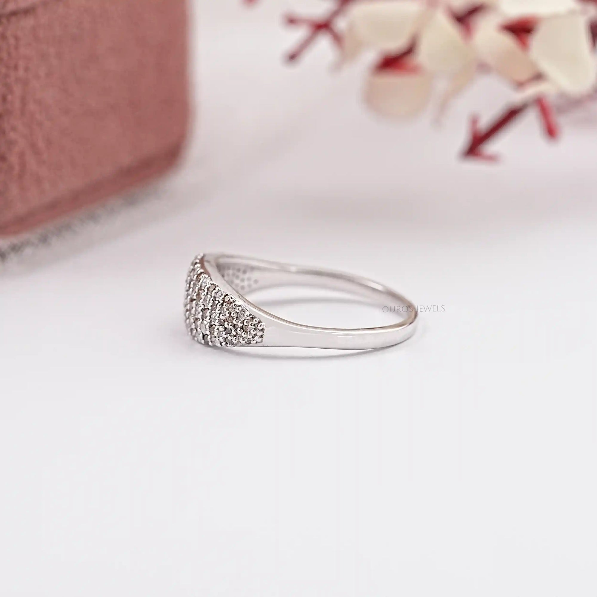 Fancy Brown Round Diamond Pave Set Engagement Ring Ring