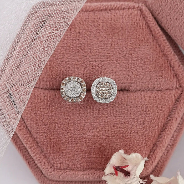 Chocalate Round Diamond Pave Set Stud
