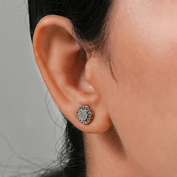 Chocalate Round Diamond Pave Set Stud