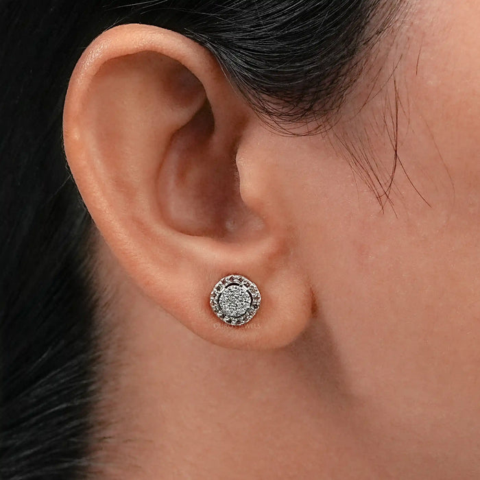 Chocalate Round Diamond Pave Set Stud