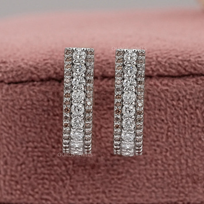 Round Diamond Bar Earrings