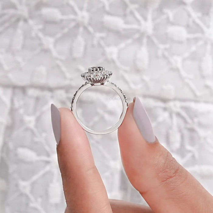 Fancy Round Brown Diamond Double Halo Accent Set Ring