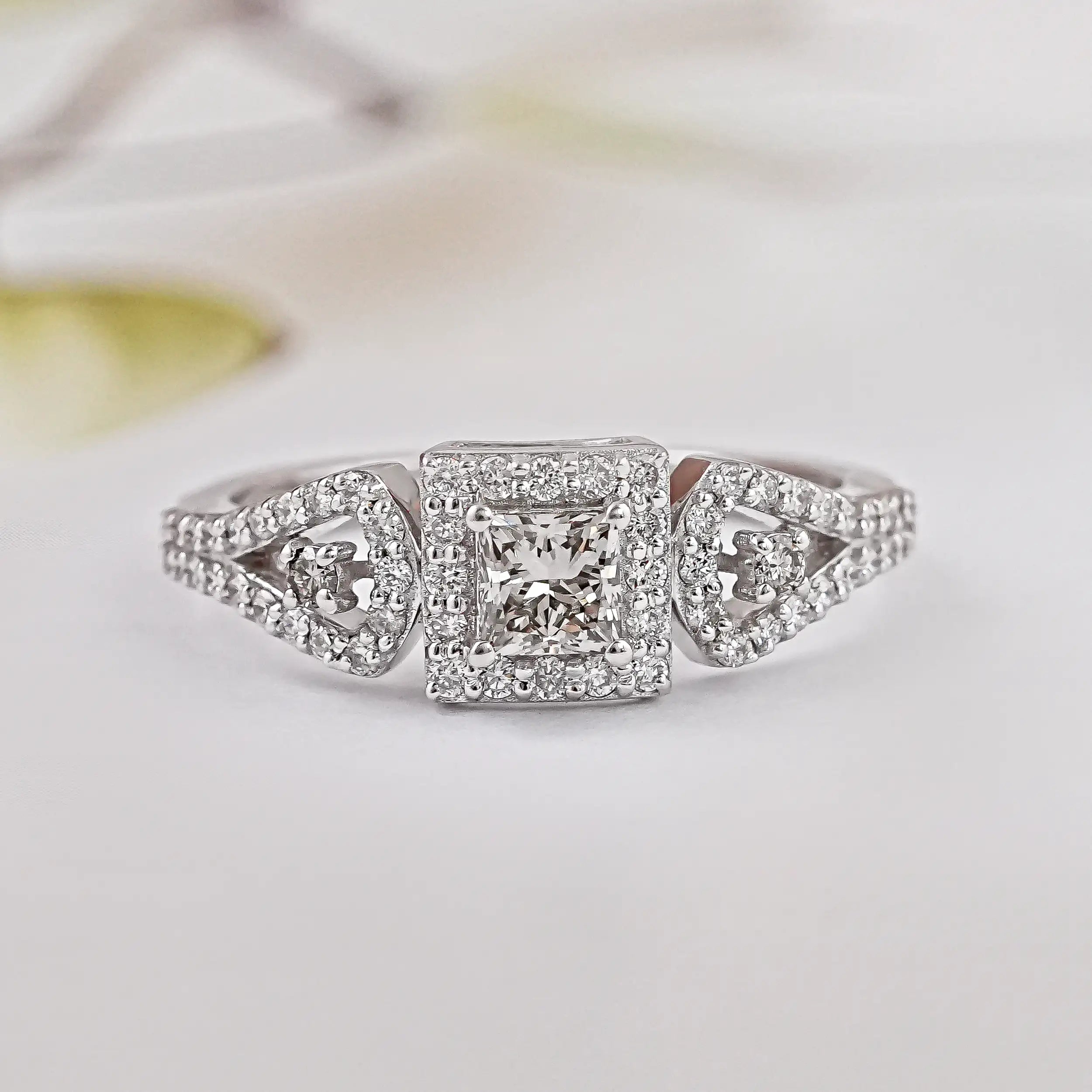 Olive Princess Diamond Split Shank Ring