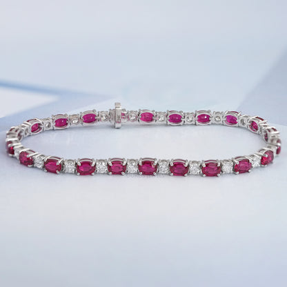 Ruby Oval Gemstone Bracelet
