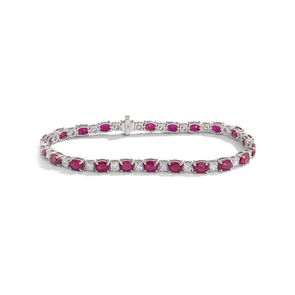 Red Ruby Oval lab Gemstone Bracelet