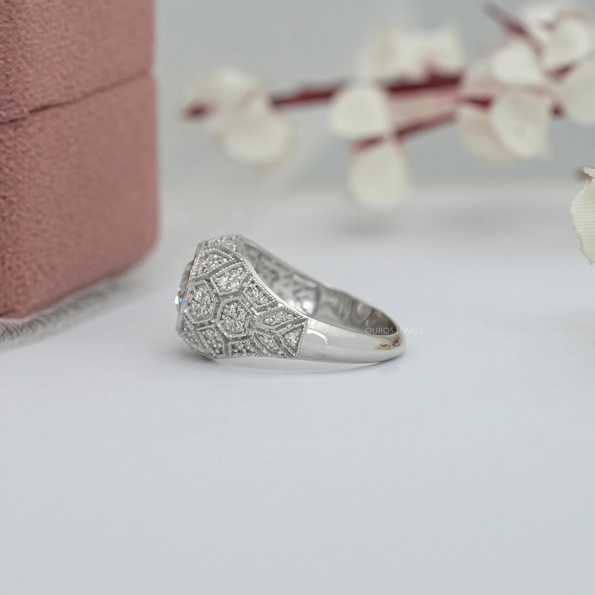 Old European Round Diamond Milgrain Ring Rings