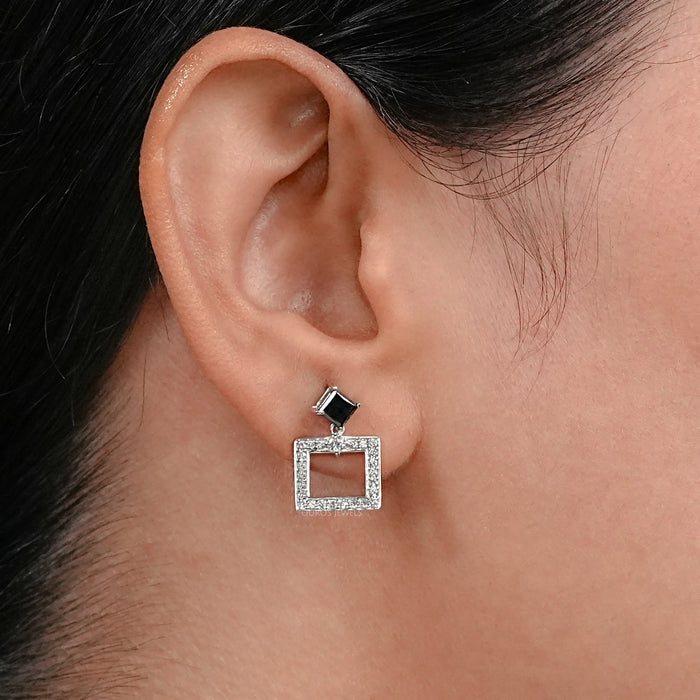 Black Princess Lab Diamond Drop Earrings