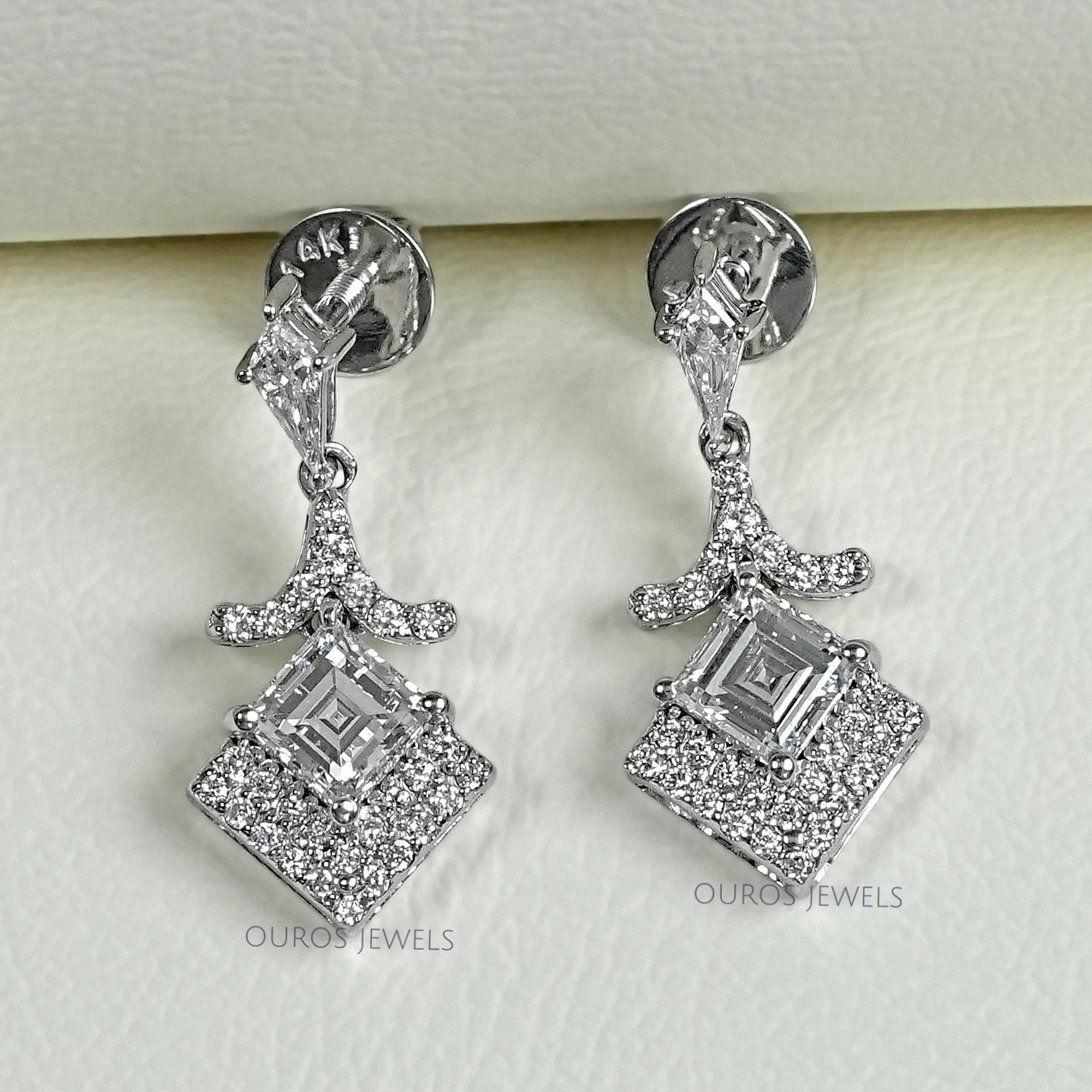 Carre Cut Lab Diamond Dangle Earrings Earring
