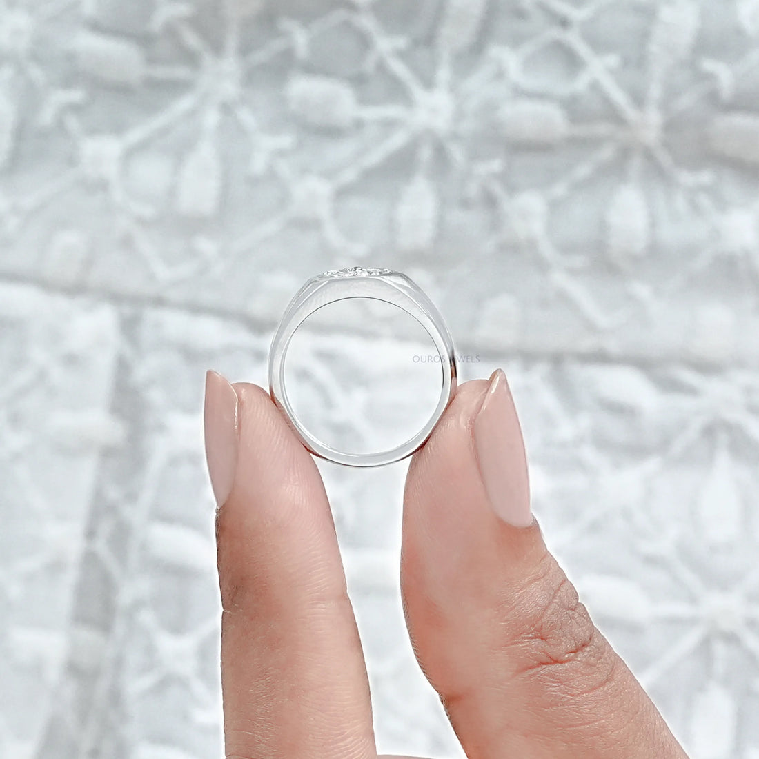 Antique Triangle Cut Lab Diamond Wedding Band Rings