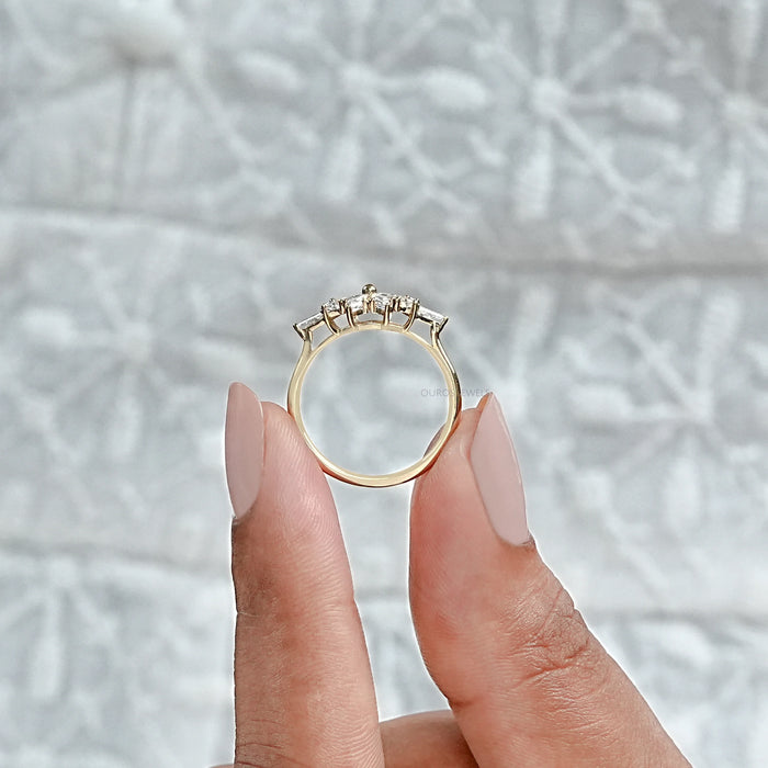 Kite Cut Lab Diamond Floral Engagement Ring